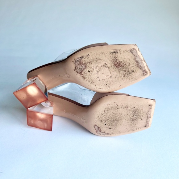 Gianvito Rossi Cream Jelly Plastic Square Toe Heeled Sandals size EUR 37.5, US 7 - Picture 7 of 14